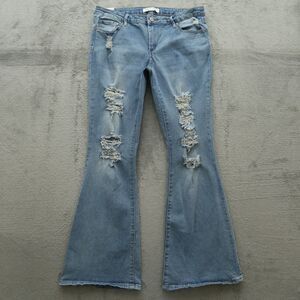 Almost Famous Jeans Junior's Size 11 Low-Rise Flare Denim 31" Inseam Destroyed